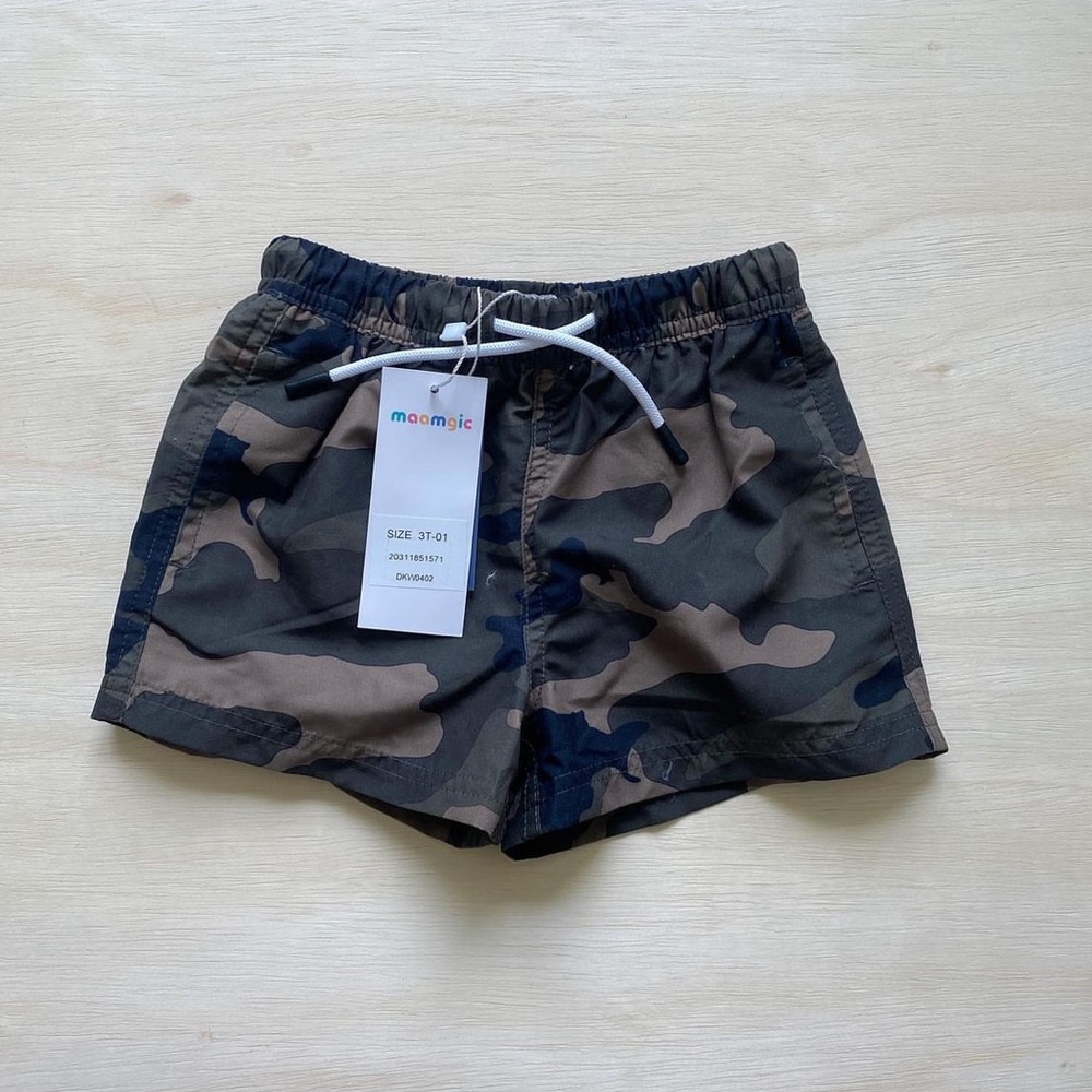 Camp Striped Swim Trunks